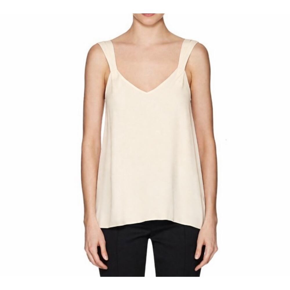 NWOT Helmut Lang Cream Minimalist Crepe Tank Top M Double Strap Neutral Tunic